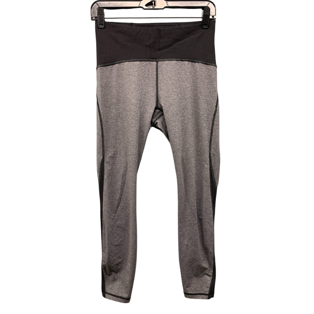 Lululemon Train Times Crop Leggings Women's 8 Gray Black Athletic Yoga Casual